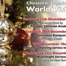 Christmas Schedule for Paragon Chapel!